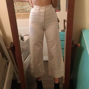 Aritzia Ivory Cropped Wide Leg Pants